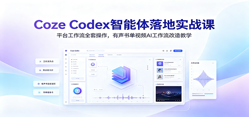 Coze Codex智能体落地实战课：平台工作流全套操作，有声书单视频AI工作流改造教学-baizmi