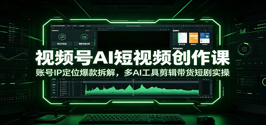 视频号AI短视频创作课：账号IP定位爆款拆解，多AI工具剪辑带货短剧实操-baizmi