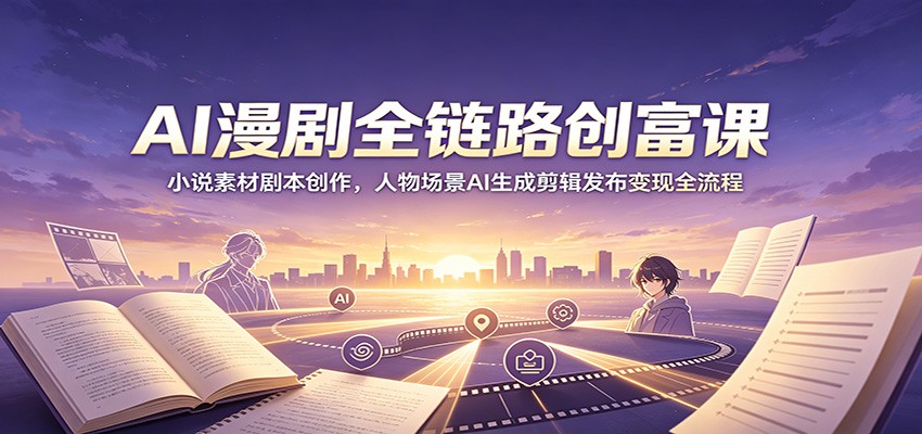 AI漫剧全链路创富课：小说素材剧本创作，人物场景AI生成剪辑发布变现全流程-baizmi