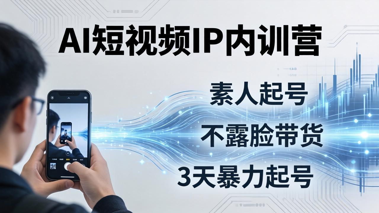 2026AI短视频IP内训营-更新：从素人起号到不露脸带货，3天暴力起号全流程拆解-baizmi